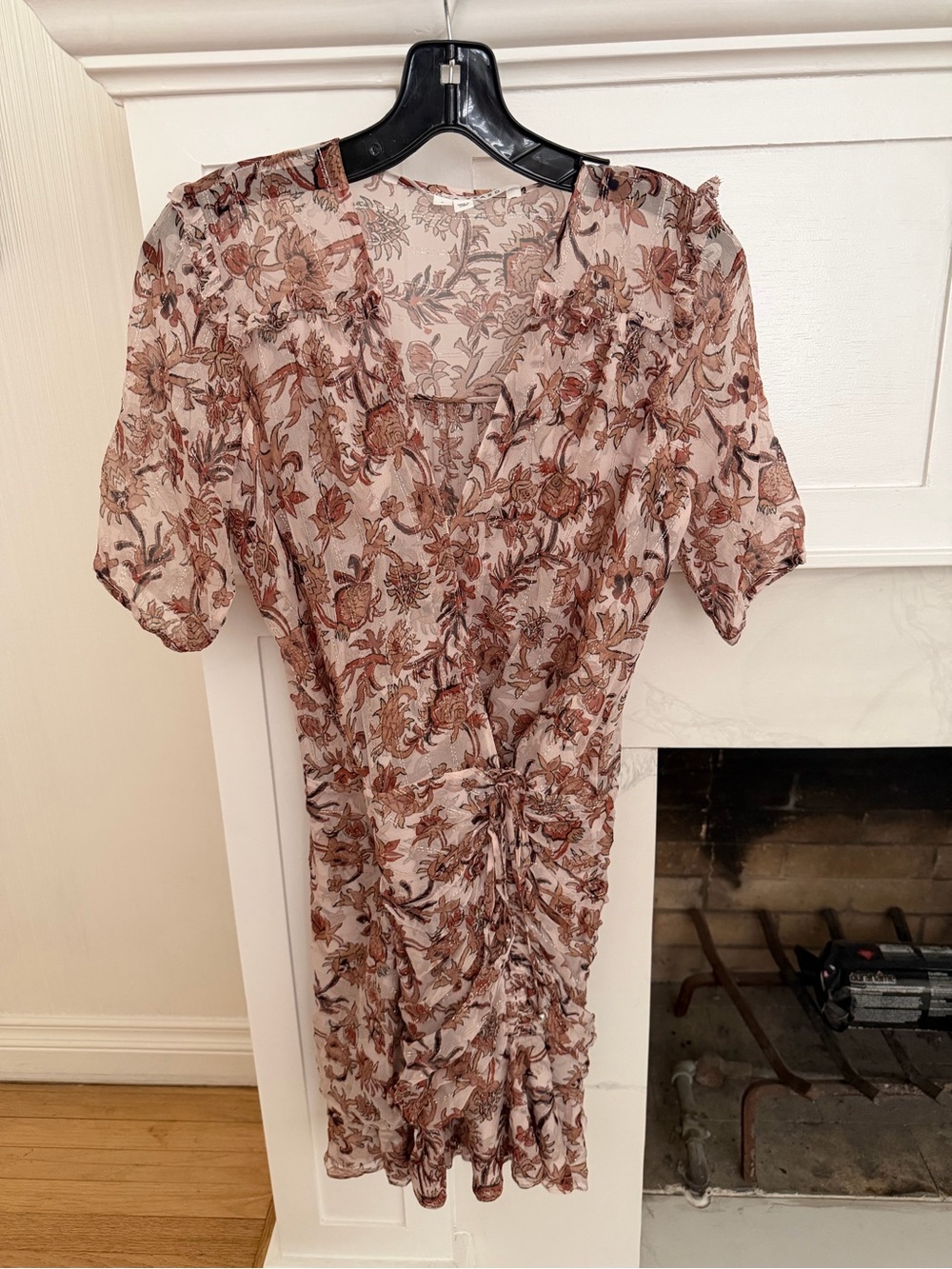 Veronica Beard Dakota Cream and Brown Floral Mini Dress